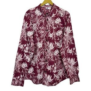 DC Skateboarding Button Up Shirt Men Size L Red White Floral Hawaiian Streetwear